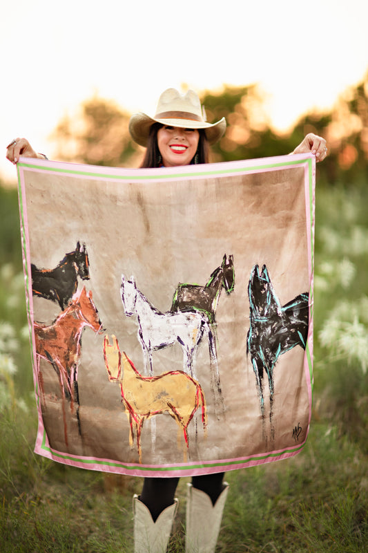 Horses scarf 36"x36"