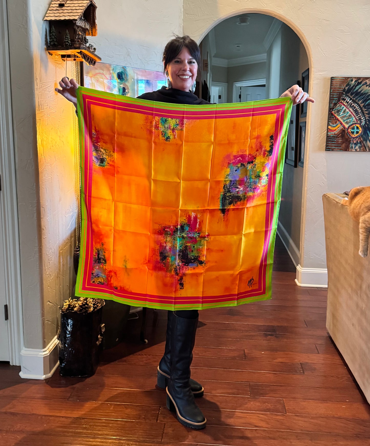 Orange Abstract scarf